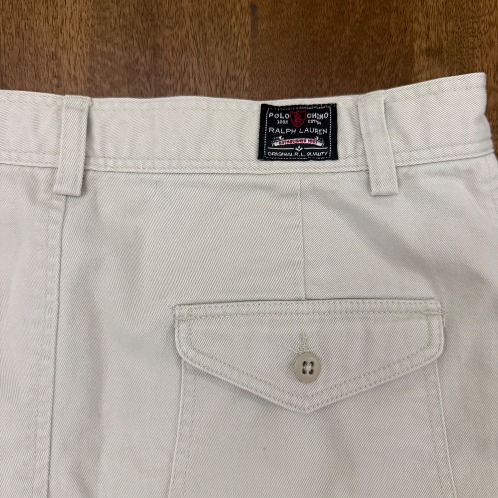 Ralph Lauren Sport Chino Mini Skirt Beige Cotton Twill Size 10 Preppy Golf - Picture 3 of 4